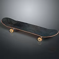 Black Skateboard With Yellow Wheels And Wooden Deck Design