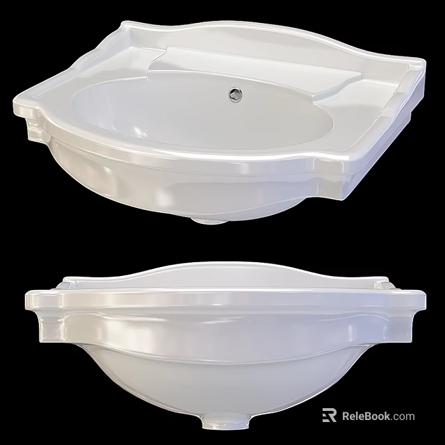 Modern White Ceramic Washbasin Featuring Smooth Surface And Sleek Edge Design 3d model 