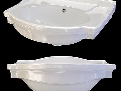 Modern White Ceramic Washbasin Featuring Smooth Surface And Sleek Edge Design 3d model