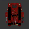 Red And Beige Armored Tank With Cannon Tracks Front Armor And Decorative Details