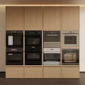 Contemporary Kitchen Design Featuring Built in Ovens And Wooden Cabinets