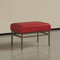 Red Crocodile Texture Stool With Metal Frame In Modern Interior Setting 3d model