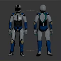 Dual Silver Blue Robot Design Featuring Front And Back Views With Mechanical Armor 3d model