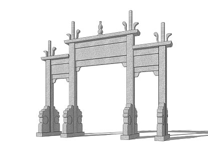 New Chinese Style Archway Door Head Archway Huizhou Style Langfang 3d model