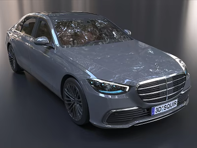 Silver Luxury Sedan With LED Headlights Streamlined Body And 3D Rendered Exterior Design 3d model