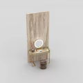 Minimalist Dressing Table With Round Mirror Wooden Panel Stool And Cosmetics On Top