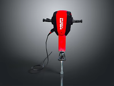 Red And Black Electric Jackhammer As Essential Household Power Tool With Cable 3d model