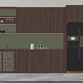 Modern Wooden Kitchen Cabinets With Open Shelves Green Backsplash Countertop Glass Doors And Small Appliances