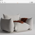 Stylish Gray and Beige Single Sofa with Orange Blanket for Cozy Living Space Design