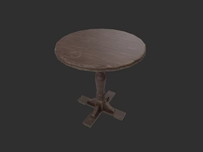 Round Wooden Side Table With Circular Tabletop And Cross Base Design 3d model