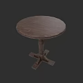 Round Wooden Side Table With Circular Tabletop And Cross Base Design 3d model