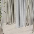 Sheer And Opaque Curtains In Bright Interior With Light Floor And Green Plants