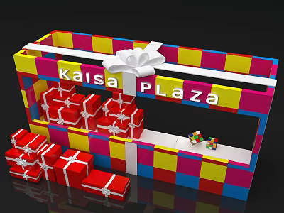 Check in at Kaisa Plaza with Colorful Square Design and Red Gift Boxes White Ribbons 3d model