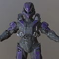 Purple Gray Mechanical Armor Sci Fi Character With Detailed Warrior Design Full Body View