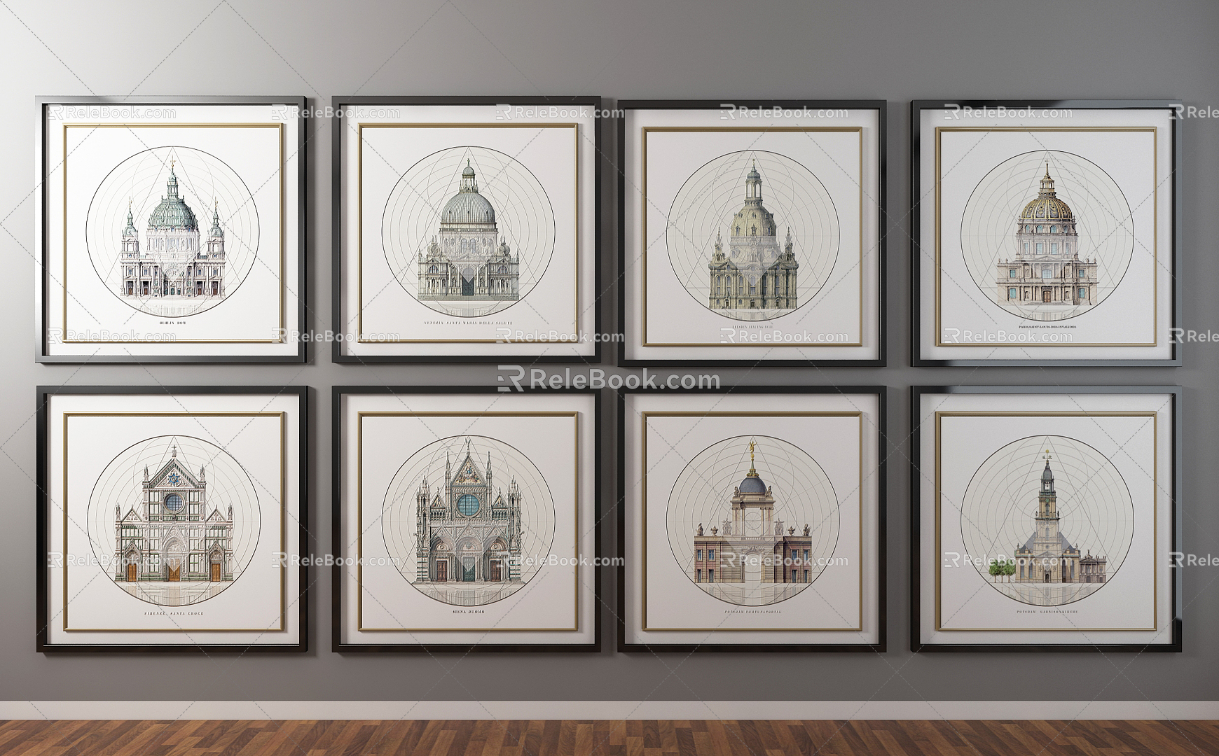 European-style architectural paintings 3d model