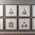 European-style architectural paintings 3d model