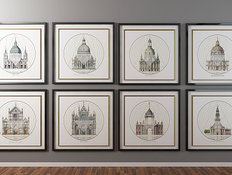 European-style architectural paintings 3d model