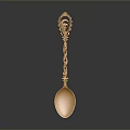 Elegant Golden Spoon With Intricate Patterned Handle Decorative Design And Reflective Surface 3d model