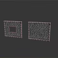 Two Gray Stone Walls Architectural Structure One With Square Window