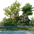 Lush Garden Landscape Design With Trimmed Shrubs Flowering Plants And Green Lawn