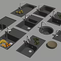 Modern Kitchen Sinks In Black Design With Single Double Bowls And Fruit Decor