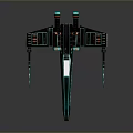 Futuristic Sci Fi Spaceship With Glowing Neon Engines And Mechanical Wings