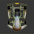 White And Orange Open Frame Kart With Transparent Cockpit And Black Wheels