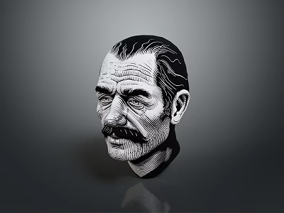 Black And White Medical Head Model With Detailed Facial Features For Training 3d model