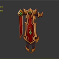 Elegant Red Shield With Golden Ornaments Green Gemstones And Decorative Patterns