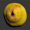 Fresh Yellow Pear With Brown Spots On Dark Shiny Background