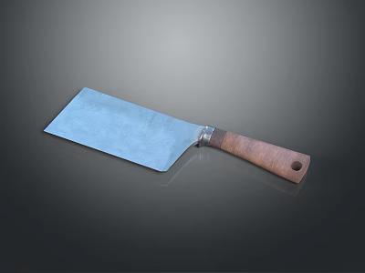Durable Kitchen Knife With Stainless Steel Blade And Brown Wooden Handle 3d model