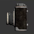 Vintage Electronic Camera Device With Retro Leather Cover And Classic Metal Body