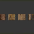 Set Of Four Vintage Wooden Pallets With Wheels On Gray Reflective Background