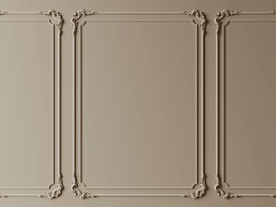 Beige Interior Wall With Ornamental Molding Lines 3d model