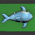 Blue Plush Whale Stuffed Toy On Green Mat With Soft Fabric
