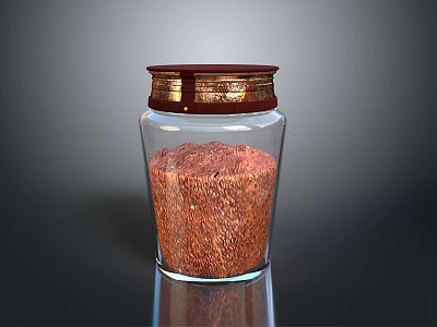 Transparent Glass Jar With Brown Grains And Red Gold Decorative Lid For Kitchen Storage 3d model
