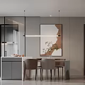 Modern Living And Dining Room Interior With Sofa Armchair Astronaut Decor And Wine Rack