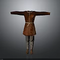 Brown Robe Outfit With Belt Open Sleeves Gray Pants And Brown Boots Mannequin