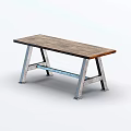Sturdy Modern Office Desk With Wooden Top And Metal Frame Structure