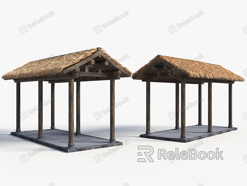 Chinese-style thatched cottage thatched pavilion Chinese-style rest pavilion pavilion viewing pavilion pavilion wooden pavilion model