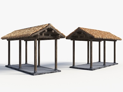 Chinese-style thatched cottage thatched pavilion Chinese-style rest pavilion viewing pavilion wooden pavilion model