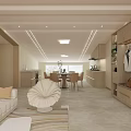 Modern Hotel Room Interior With Spacious Layout Sofa Dining Table And Natural Light 3d model