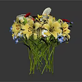 Colorful Decorative Flower Bouquets With Yellow Lilies And Mixed Blooms For Home Decor
