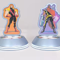 Vibrant Colored Cartoon Character Decorative Figurines With Light-up Silver Round Bases And Two Designs