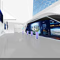 Futuristic Interior Space With Floating Colorful Sphere And Circular Design Elements 3d model