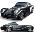 Classic Black Morgan Sports Car With Retro Grille And Sleek Body Design