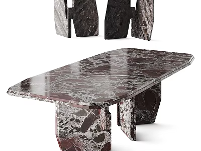 Modern Marble Dining Table With Unique Geometric Leg Design And Smooth Surface 3d model