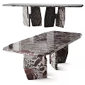 Modern Marble Dining Table With Unique Geometric Leg Design And Smooth Surface