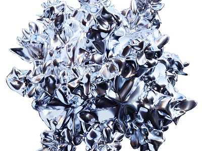 Silver Metallic Decorative Ornament Set Featuring Abstract Shiny Intricate Shapes 3d model