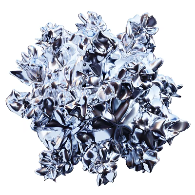 Silver Metallic Decorative Ornament Set Featuring Abstract Shiny Intricate Shapes 3d model